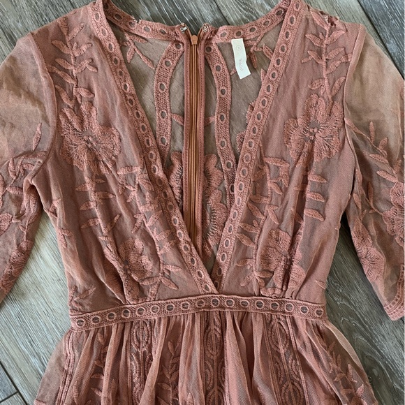 Wishlist Terracotta Embroidered Lace Maxi Dress Romper - Picture 4 of 12